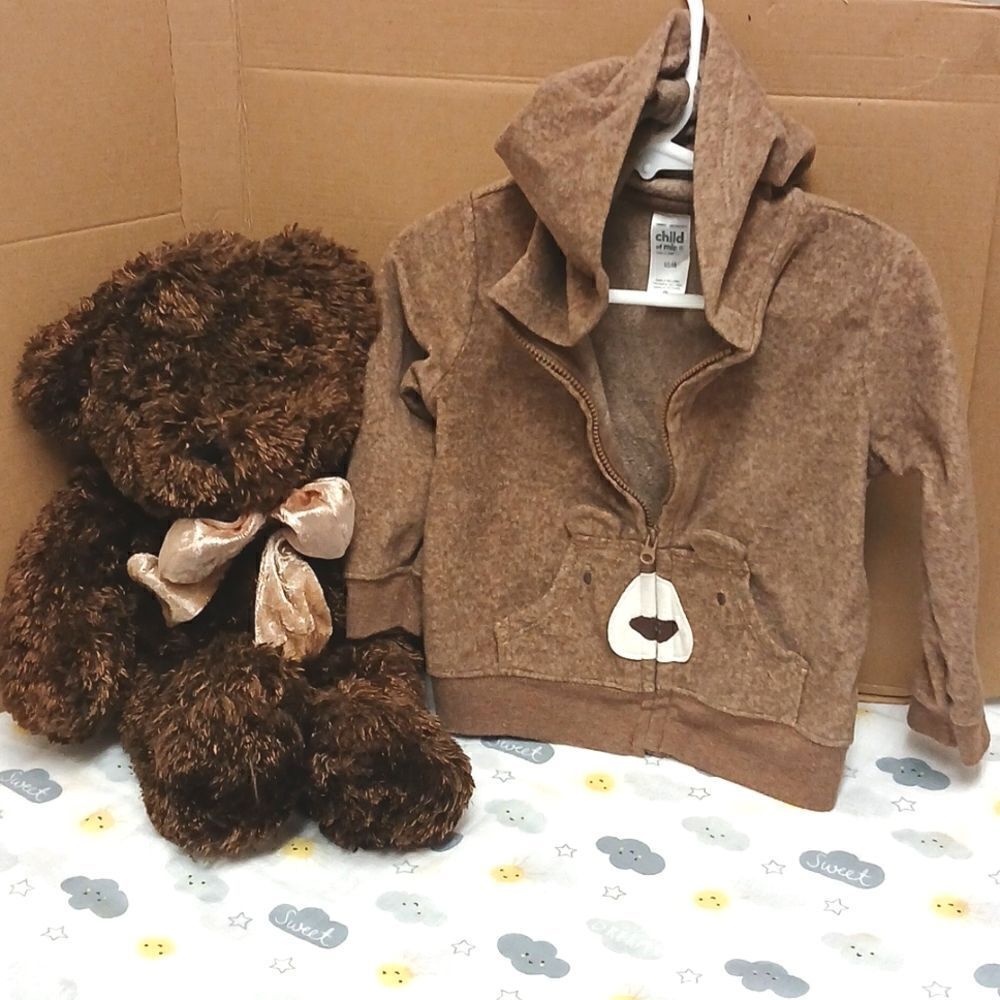 🕳🩷CHILD OF MINE Boys 18M Hooded Sweatshirt Jacket. Brown - Picture 2 of 8